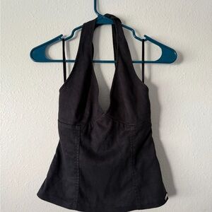 Black Halter Tie Top